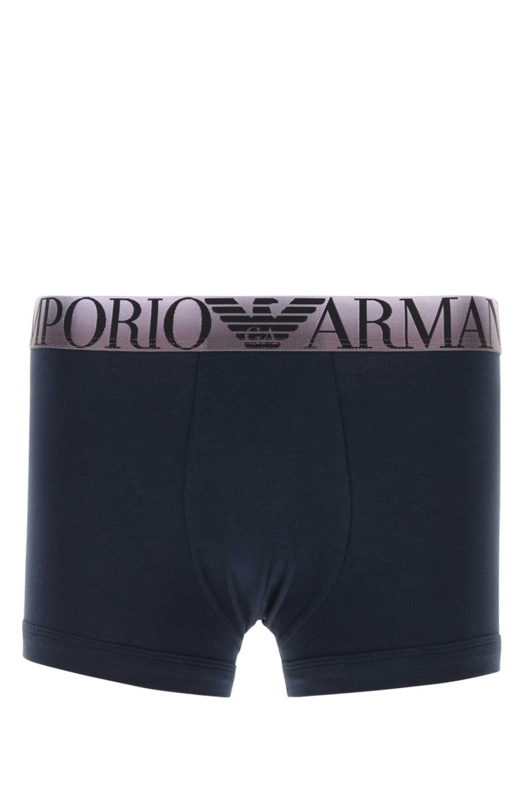 Emporio Armnai Black Stretch Cotton Boxer In Black