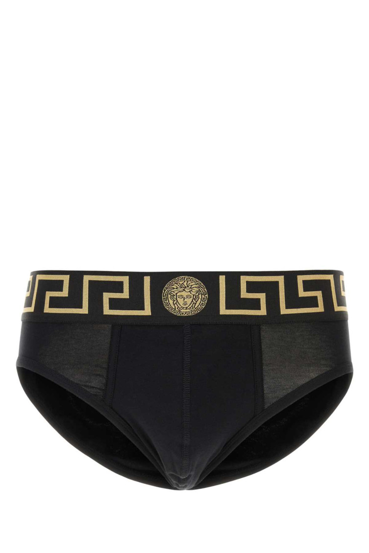 Versace Set Di Slip In Cotone Stretch Nero Uomo In Black