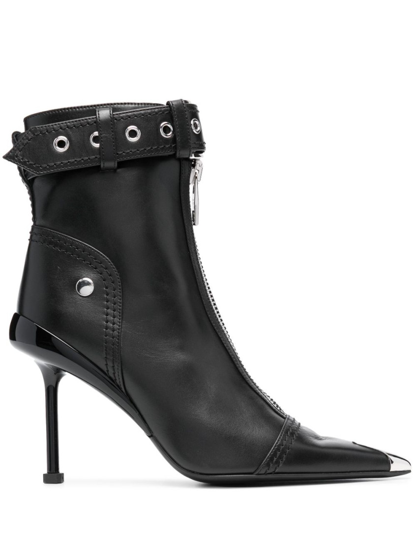 Alexander Mcqueen Alexander Mc Queen Black Slash Biker Boot In Black