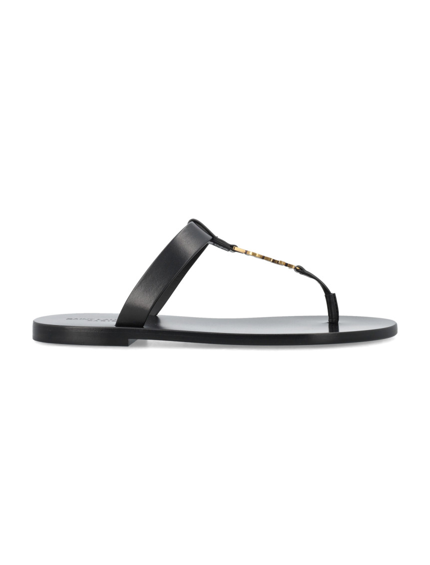 Shop Saint Laurent Black Slip On Sandals