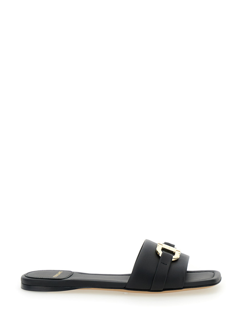 Shop Ferragamo Black Slip On Sandals