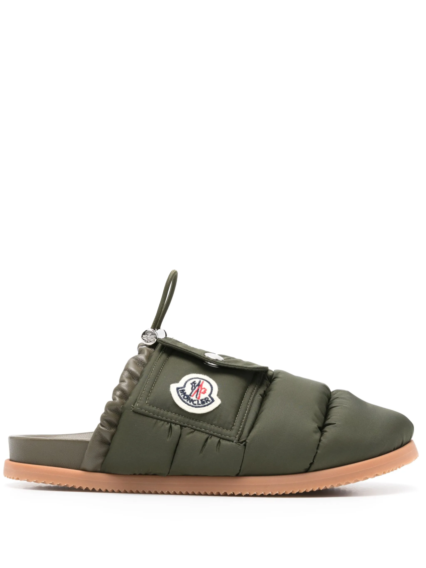 Moncler Mon Pocket Slippers In Green