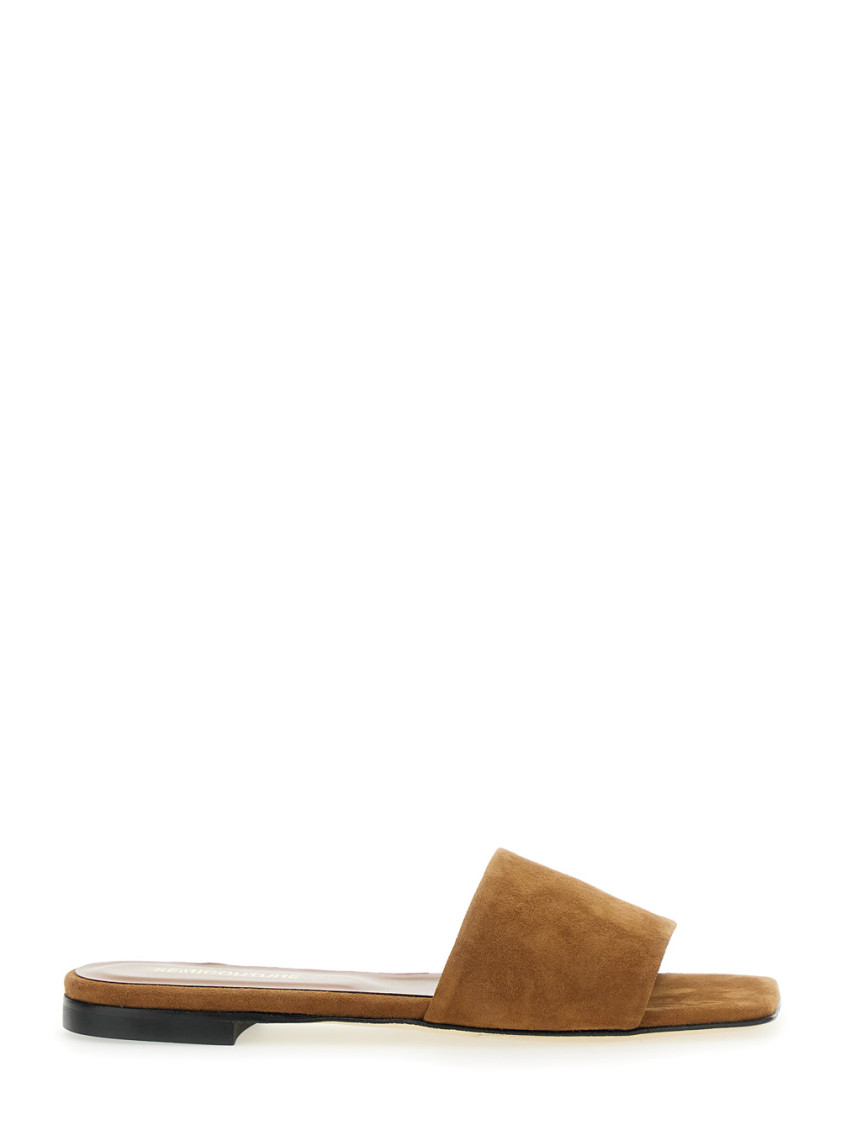 Semicouture Semi Couture Brown Slide Sandals In Suede Woman In Brown