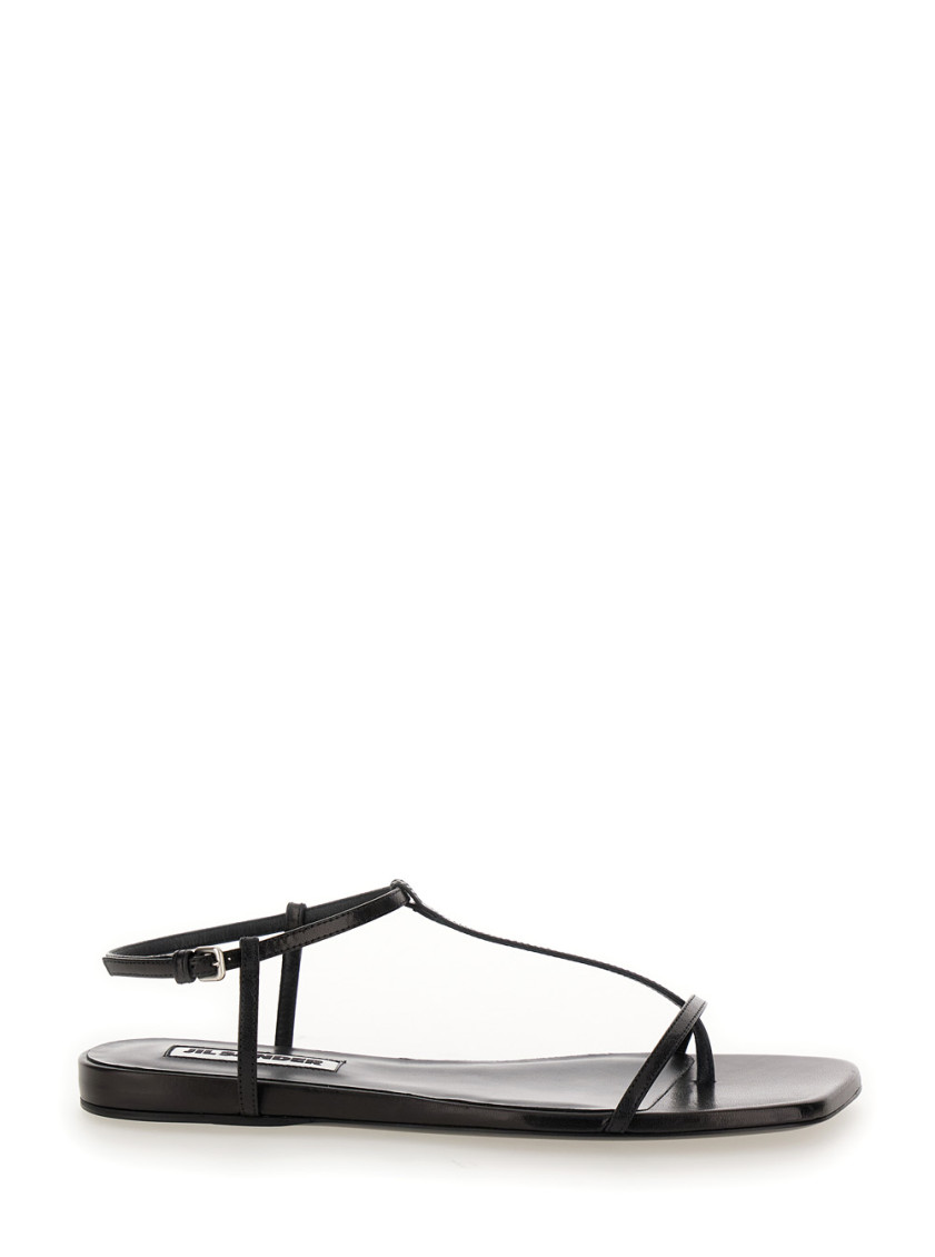 Shop Jil Sander Black Cage Sandals