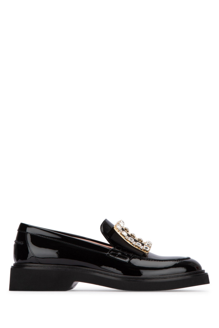 Roger Vivier Viv Rangers Black Patent Loafers In Black