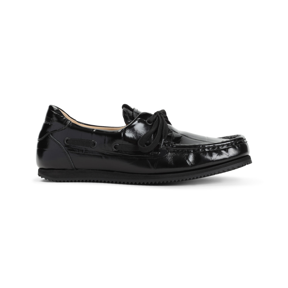 Jacquemus Batto Loafers Croco Embossed Leather Glossy In Black