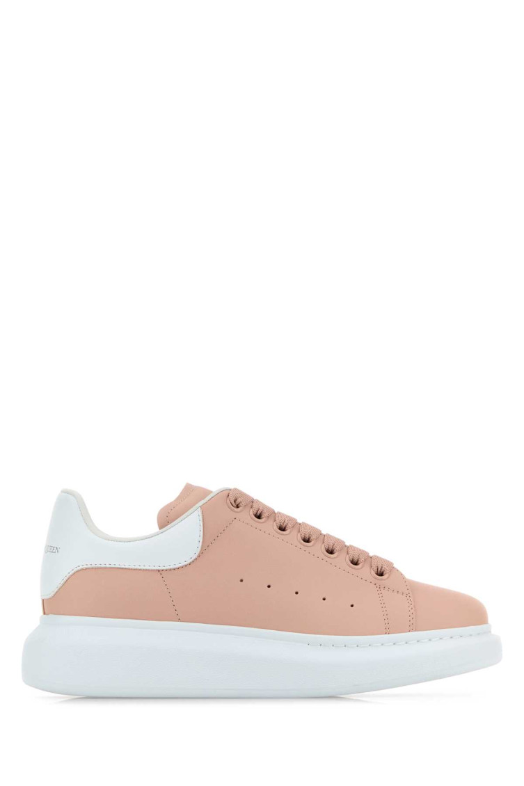 Alexander Mcqueen Pink Leather Sneakers With Light White Leather Heel In Pink