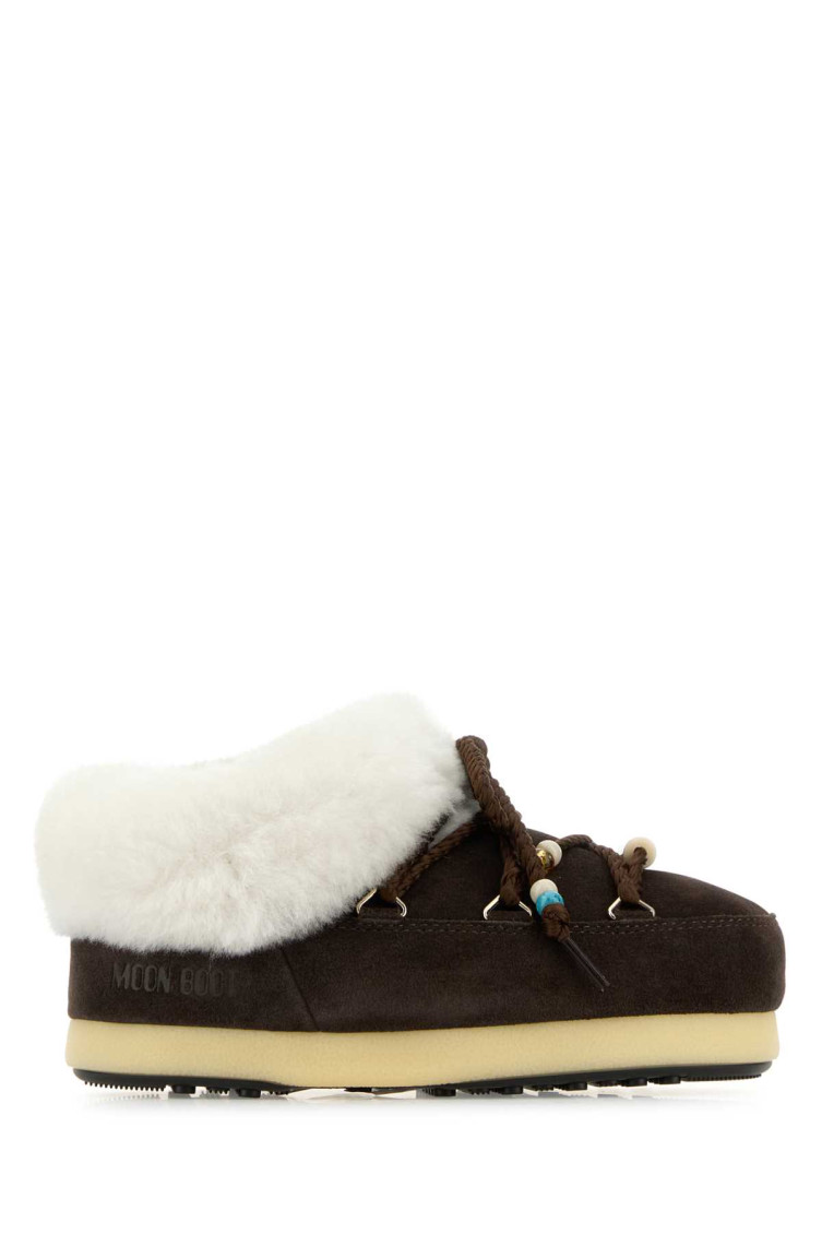 Moon Boot Suede Beads Mules In Dark Brown
