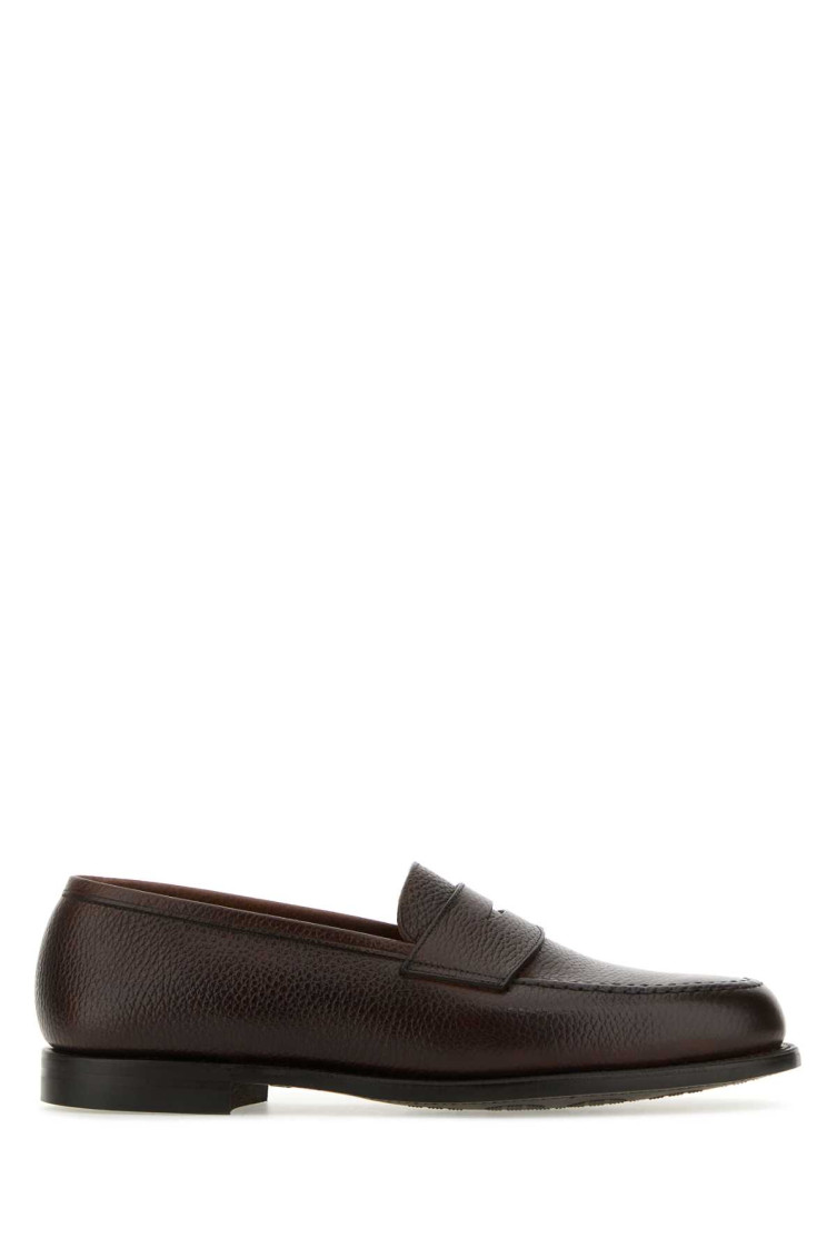 Crockett & Jones Dark Brown Leather Boston Loafers In Brown
