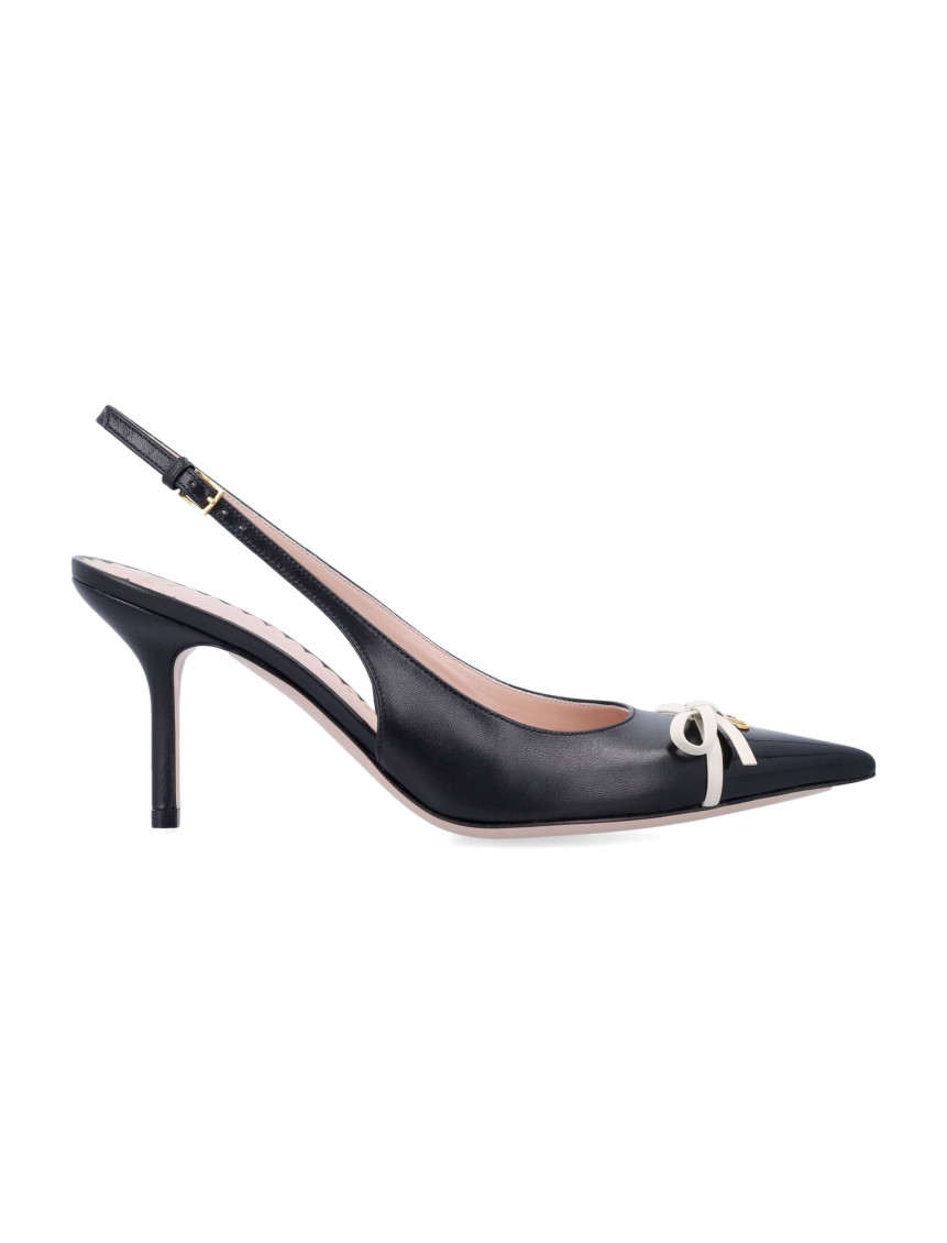 Valentino Garavani Leather Slingback With Patent Leather Toe