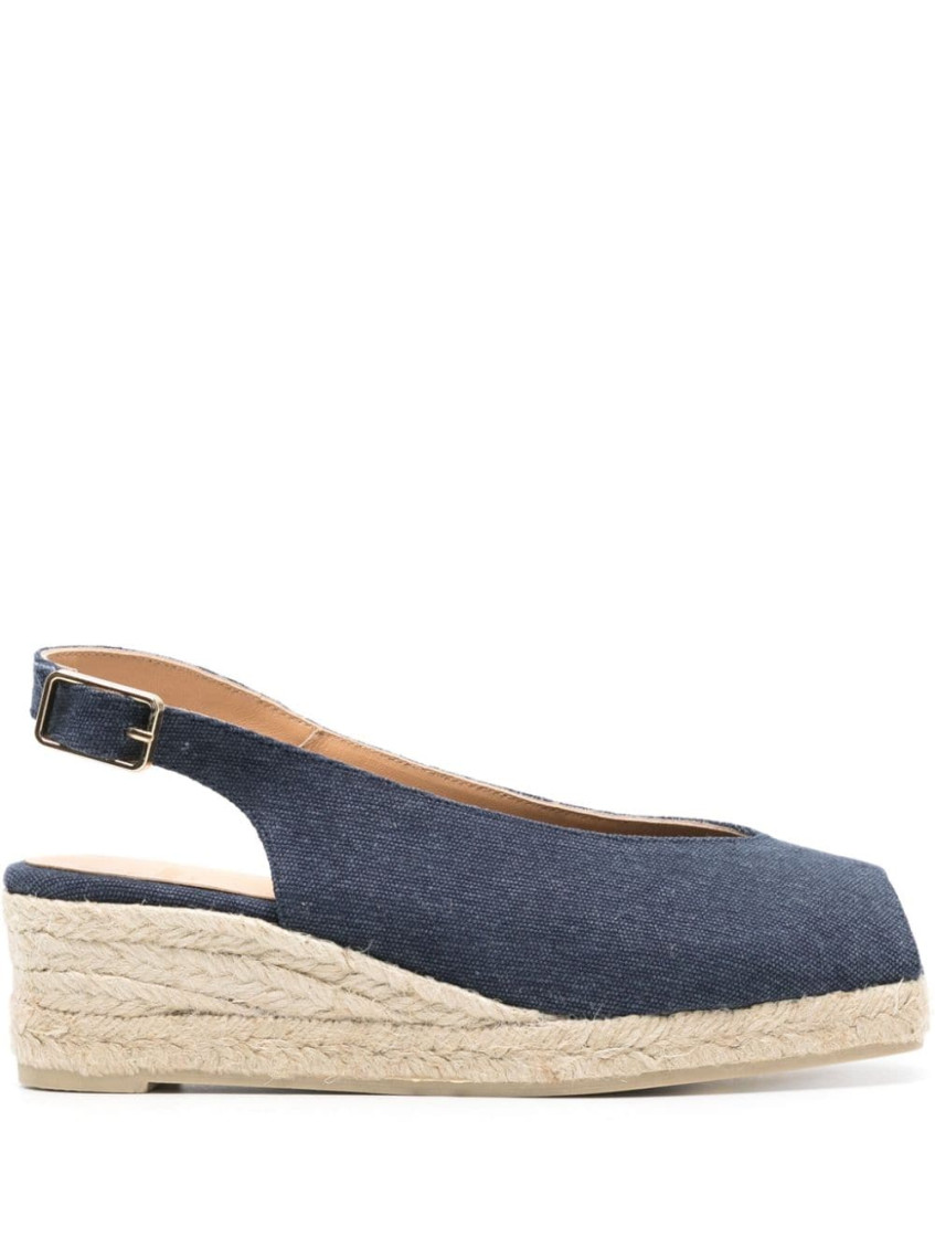 Castaã±er Blue Canvas Wedges