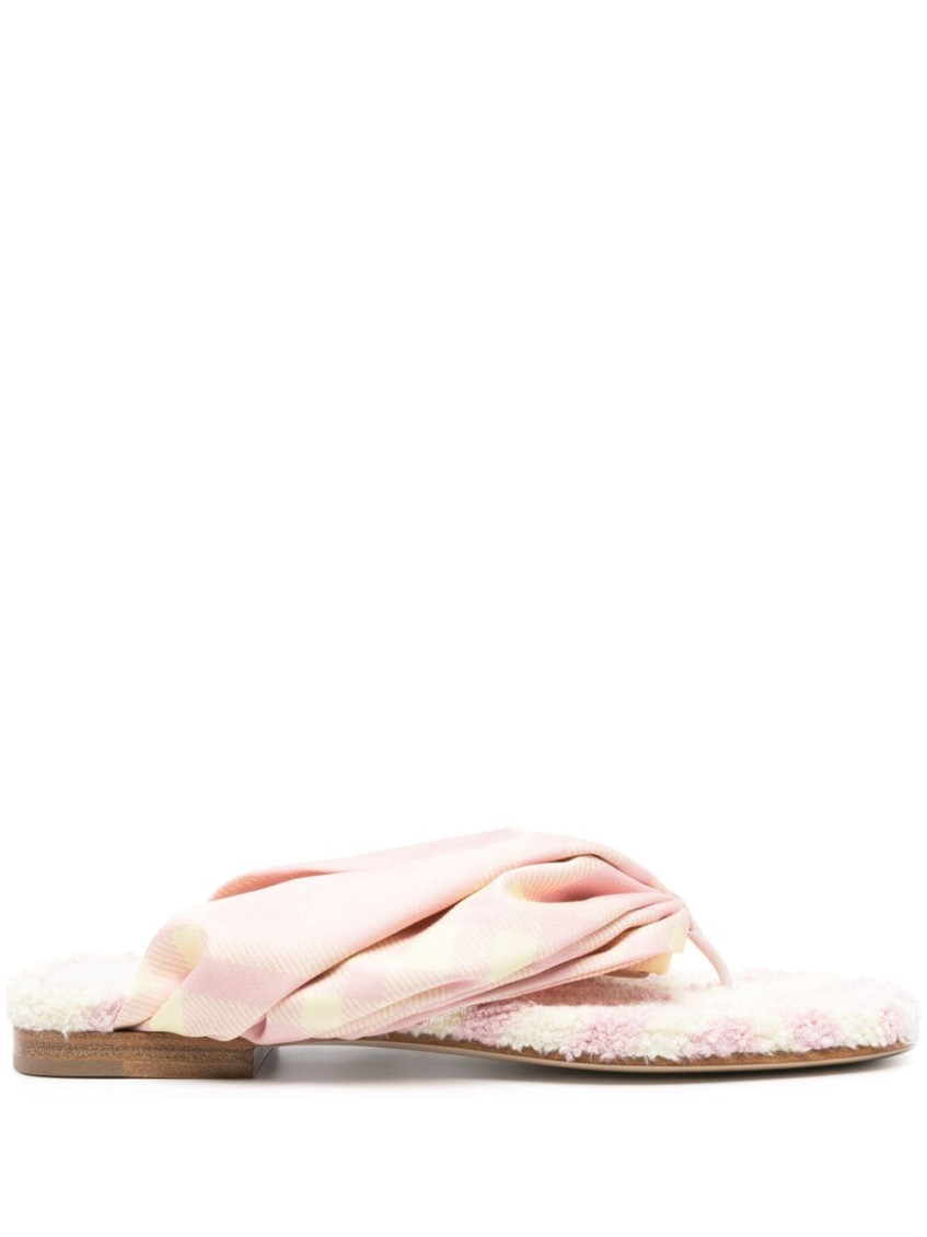 Burberry Check Printed Open-toe Flat Sandals
