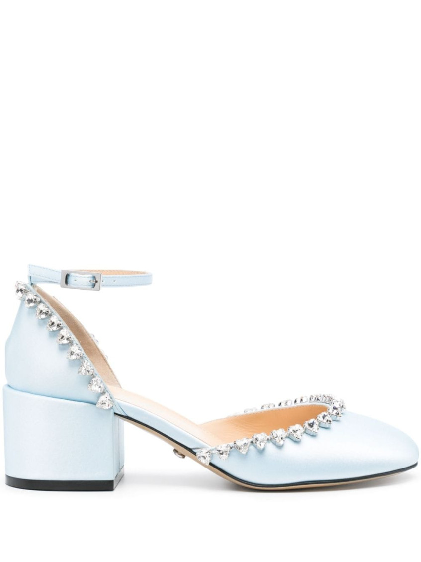 Mach & Mach Sky Blue Satin Pumps