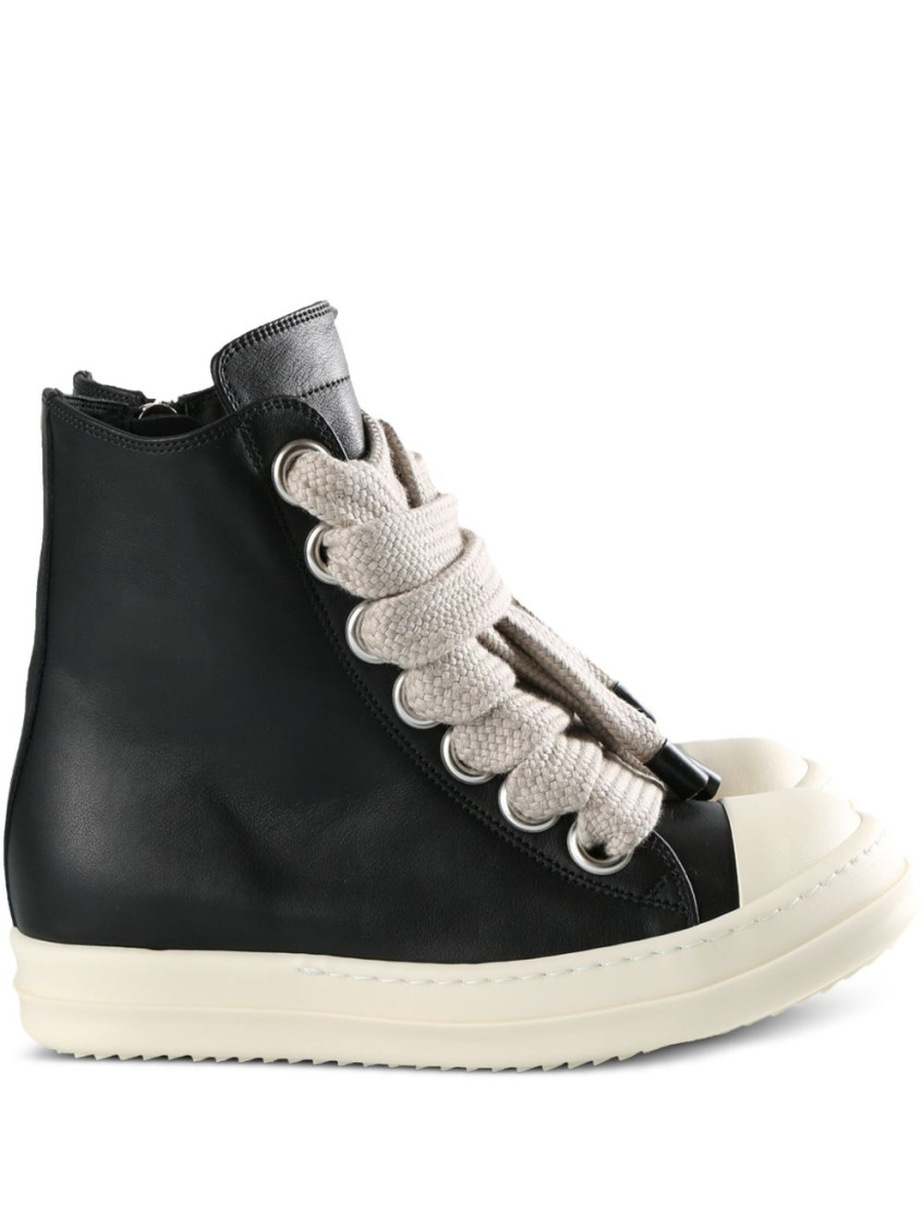 Rick Owens High-top Sneakers With Textured Laces In Black