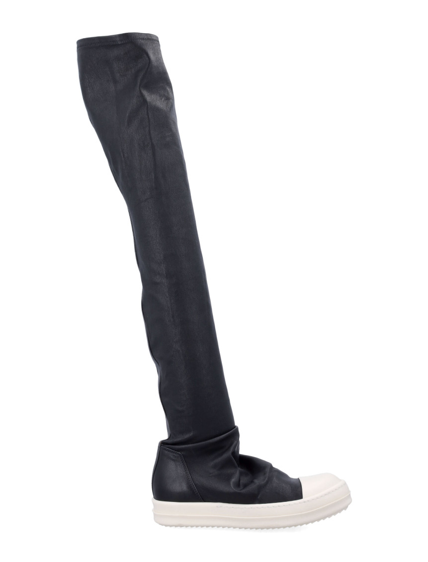 Rick Owens Knee High Sneakers Contrast Sole In Blue