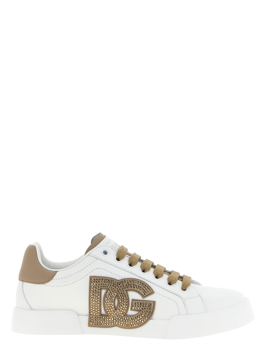 Dolce & Gabbana Portofino Light Strobel Leather Low-top Sneakers In White