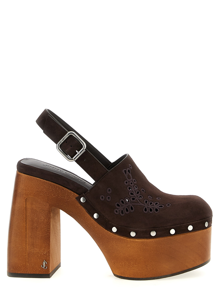 Jimmy Choo 135mm Alida Sangallo-embroidered Platform Pumps In Brown
