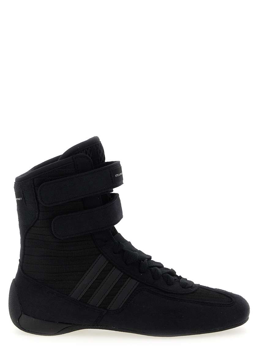 Stella Mccartney Rasant Black Sneakers With Strap Closure And Logo Detail On The Side In Tech Fabric Woman In Black