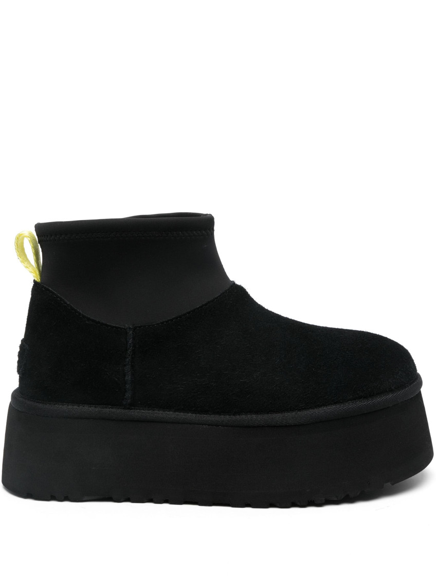 Ugg Black Suede Classic Mini Dipper Ankle Boots In Black