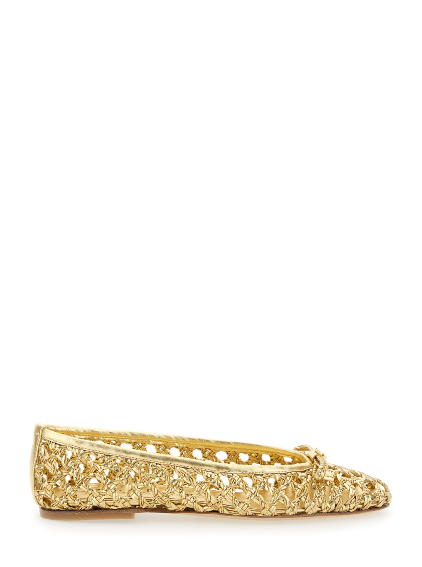 Casadei Golden Slip On Ballet Flats In Gold