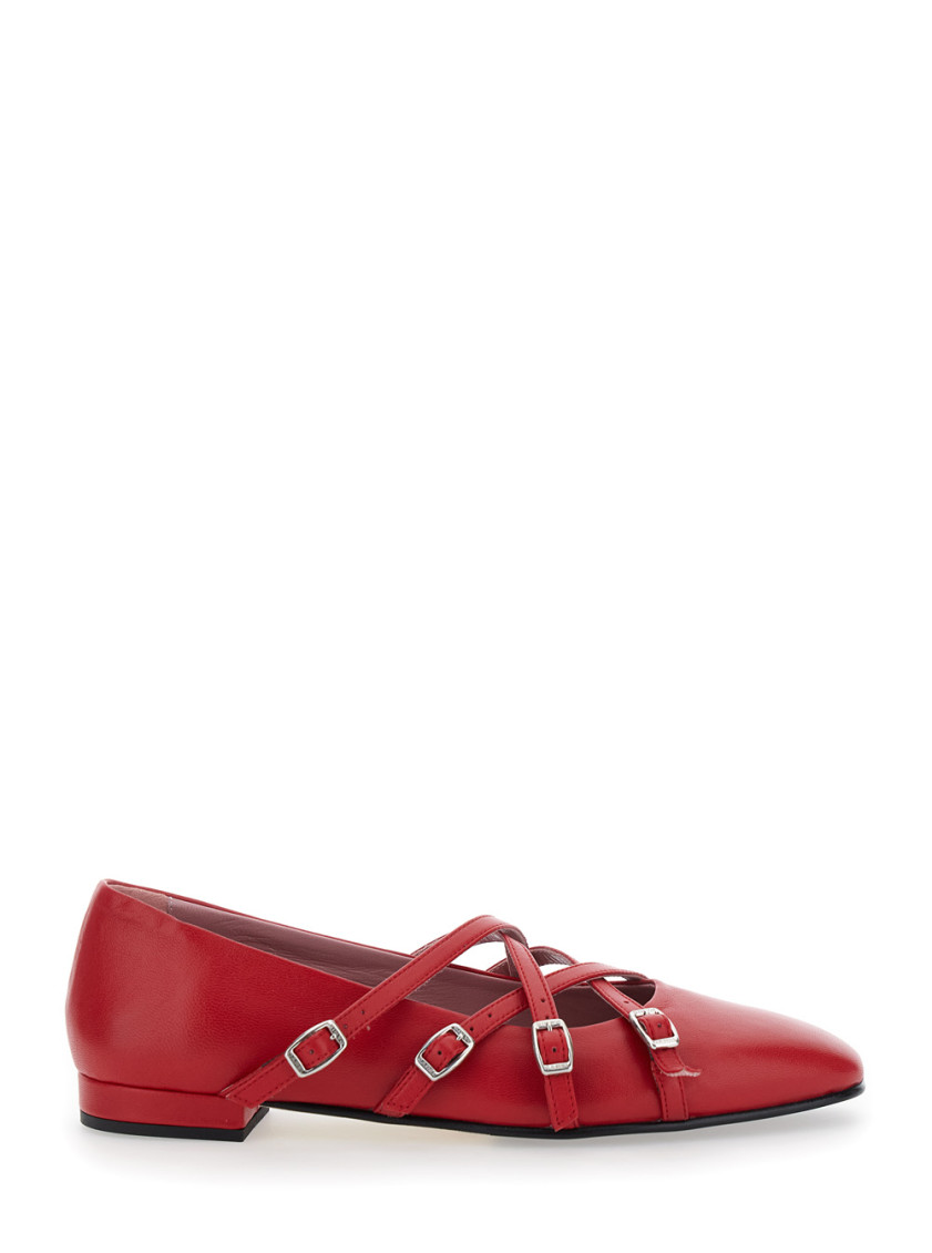 Carel Paris Red Leather Ballet Flats In Red