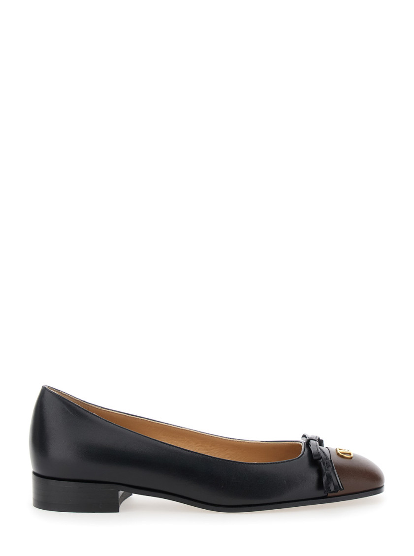 Valentino Garavani Valet Du Roi Kidskin Ballerina 25mm Woman Black/coffe 40.5 In Black