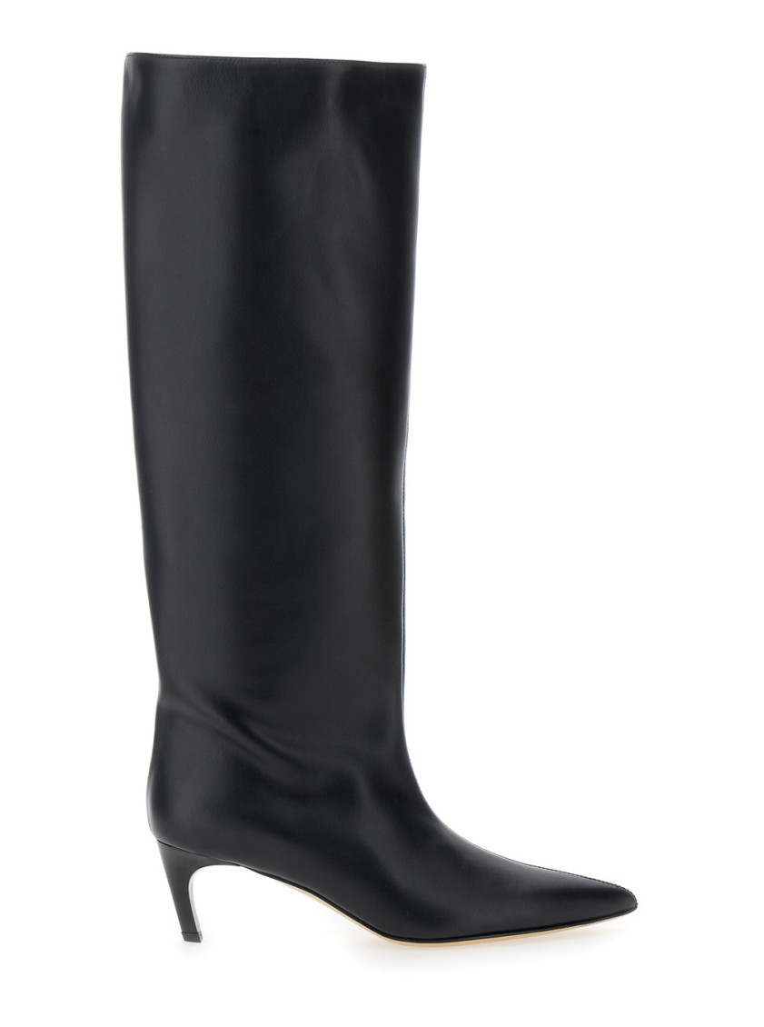 Semicouture Pointed-toe Knee-high Boots In Black