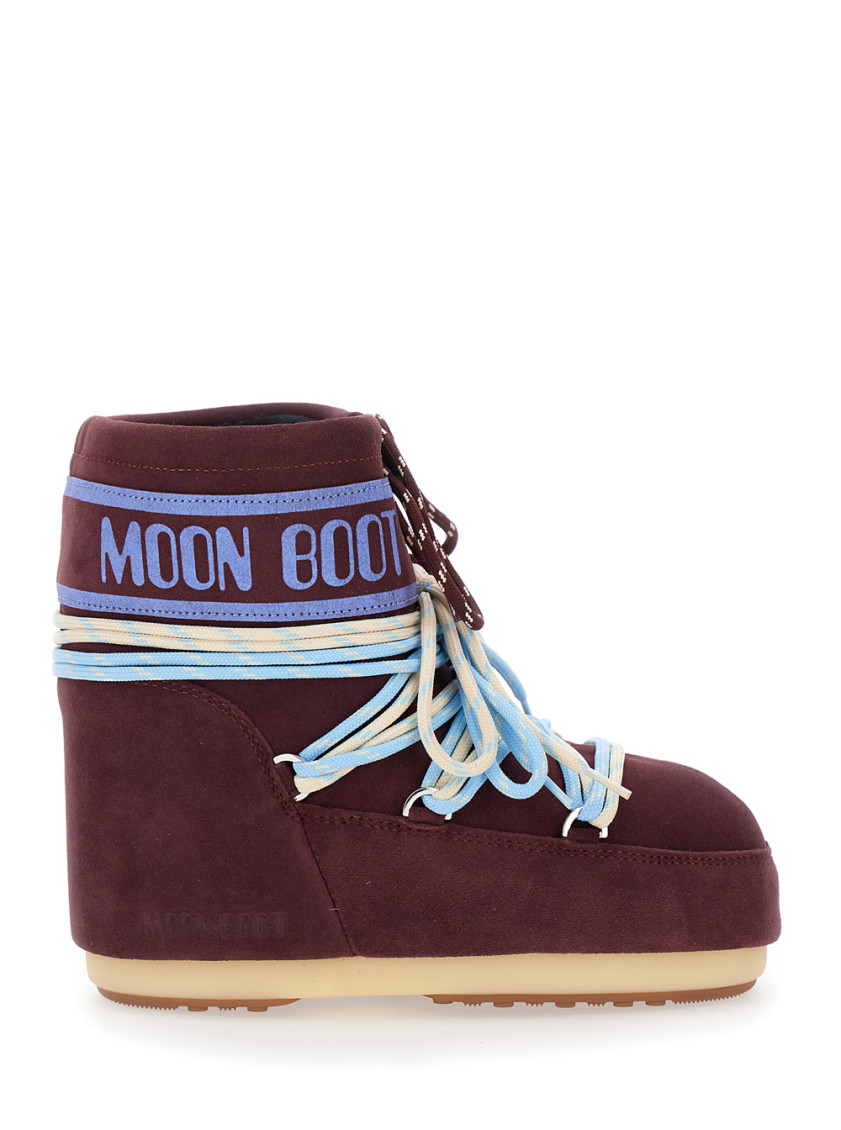 Moon Boot Plum Suede Icon Low Ankle Boots In Multi