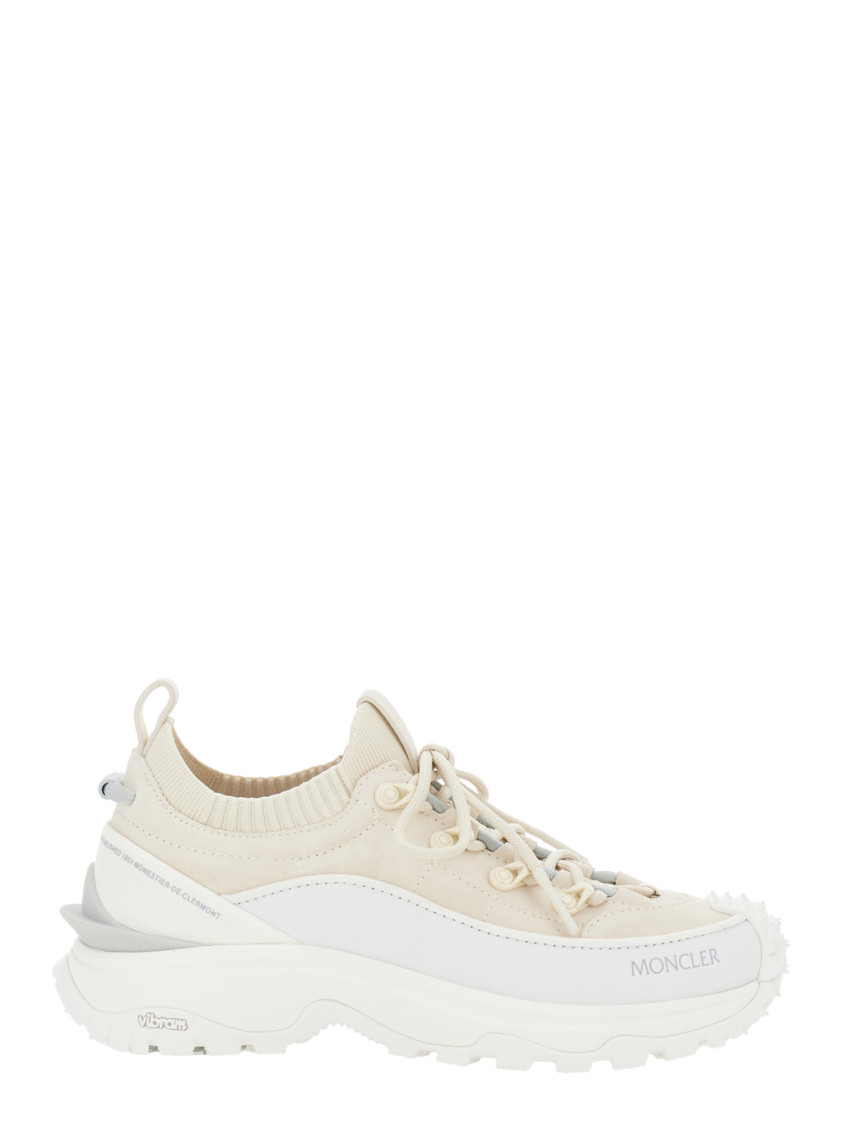 Moncler Trailgrip Lite3 Nubuck And Suede Sneakers In White