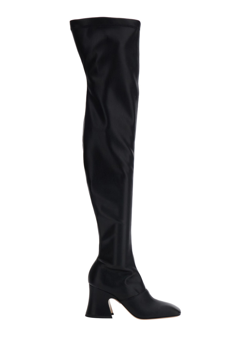 Chloé Janis 80 Faux Leather Over-the-knee Boots In Black