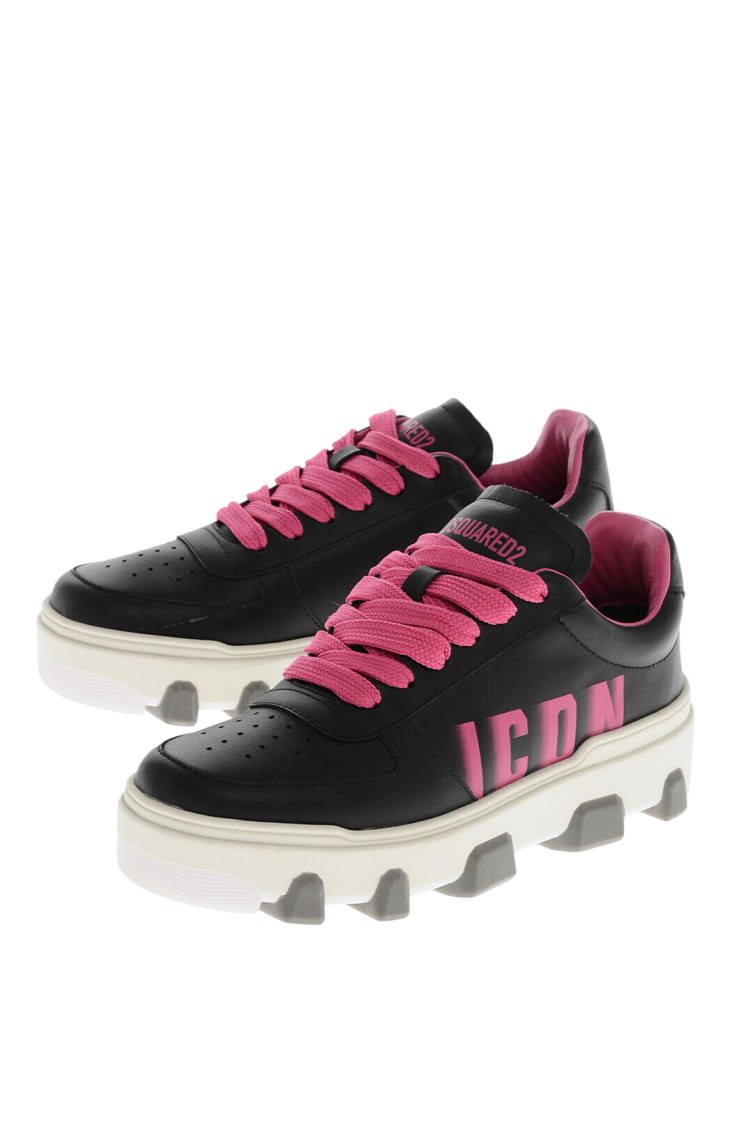 Dsquared2 Black Leather Low-Top Sneakers for Women Online USA at