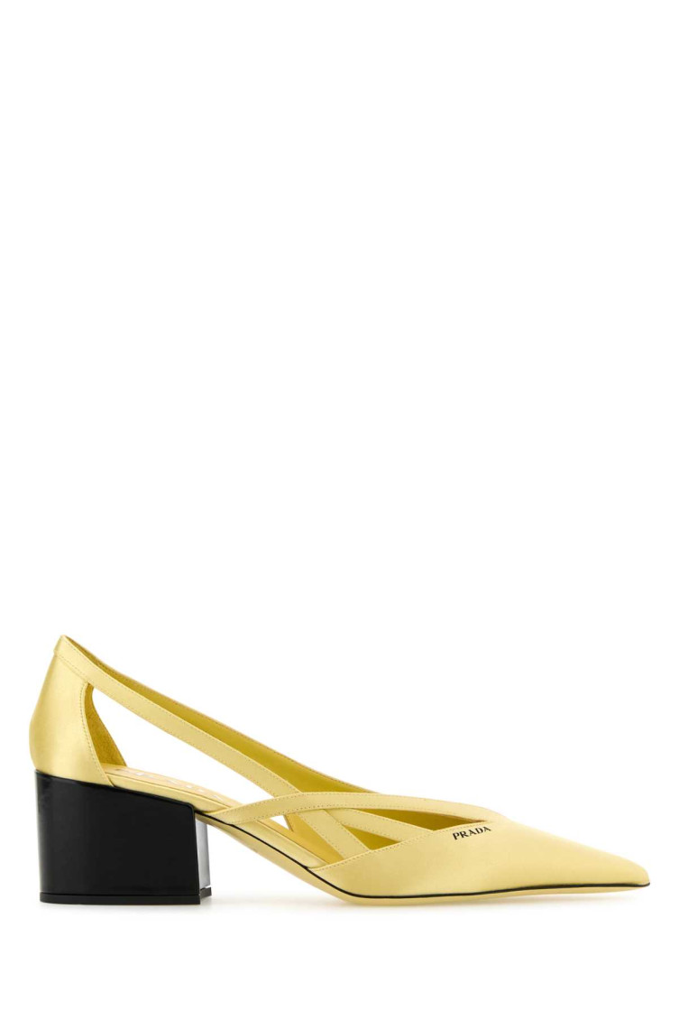 スリッポン PRADA Cut out pumps Yellow 1I741NFB055049 Prada Block Heel Cut-out Pointed Toe Pumps In Yellow | ModeSens