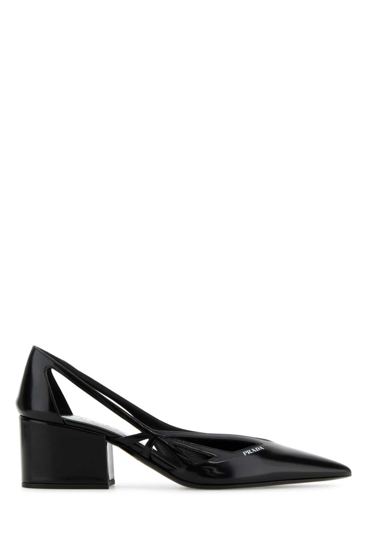 Prada Leather Cutout Block-heel Pumps In Animal Print