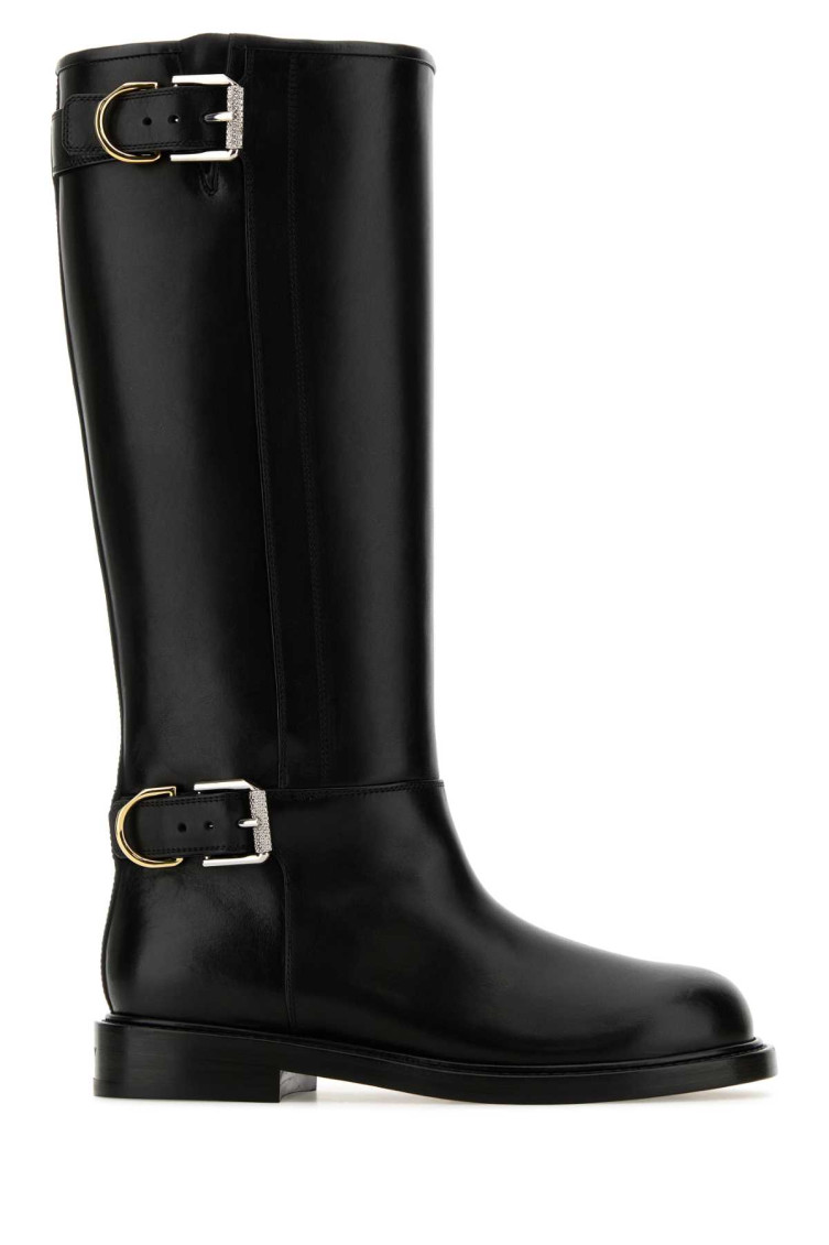 Givenchy Voyou Leather Buckle Tall Moto Boots In Black