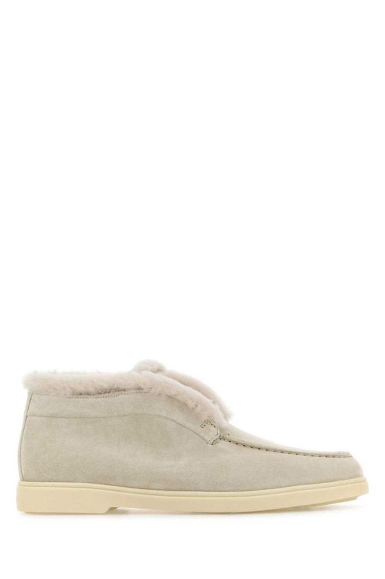 Santoni Chalk Suede Ankle Boots In Grey