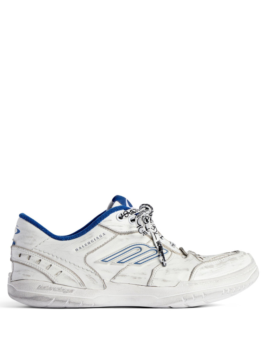 Balenciaga White Blue Leather Sneakers