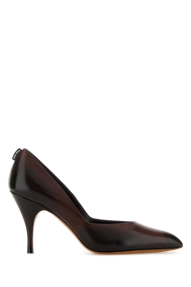 Miu Miu Brown Leather Heels In Brown