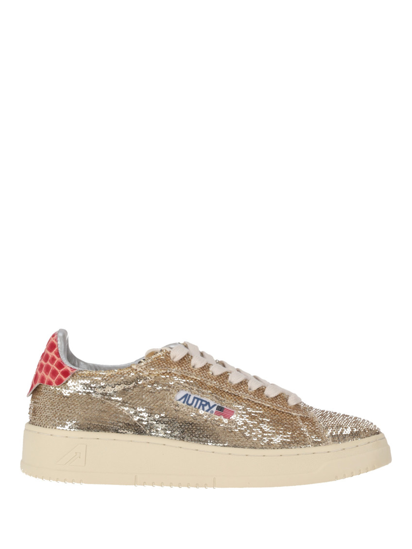 Autry Low-top Sequin Lace-up Shoes In Gold