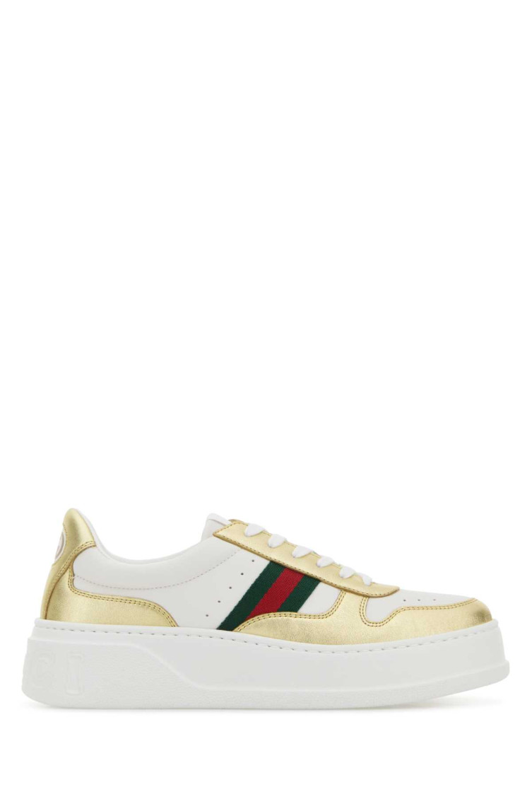 Gucci Golden White Leather Sneakers In White