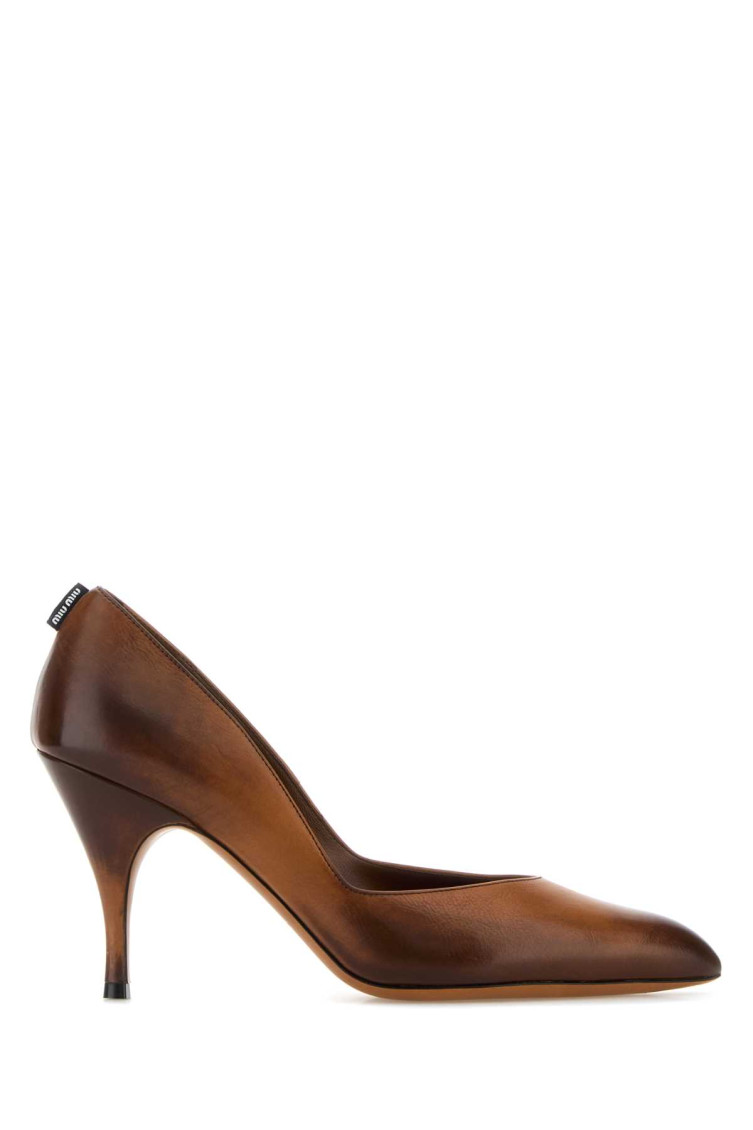 Miu Miu Brown Leather Heels In Brown