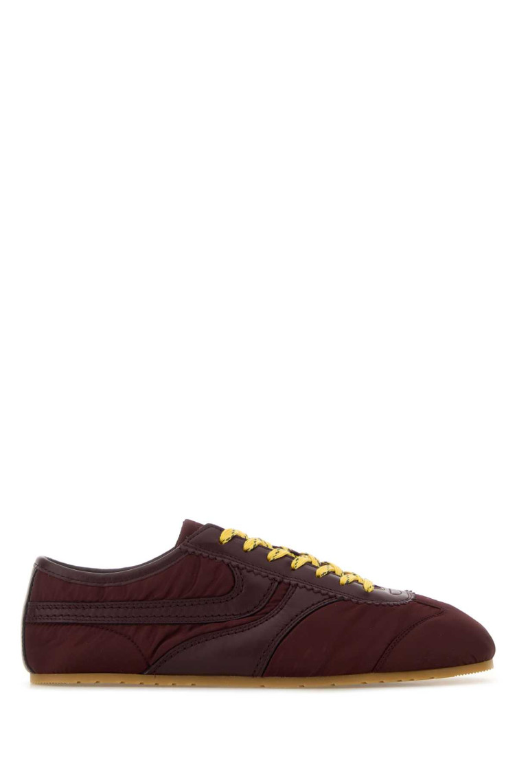 Dries Van Noten Burgundy Lace Up Sneakers In Brown