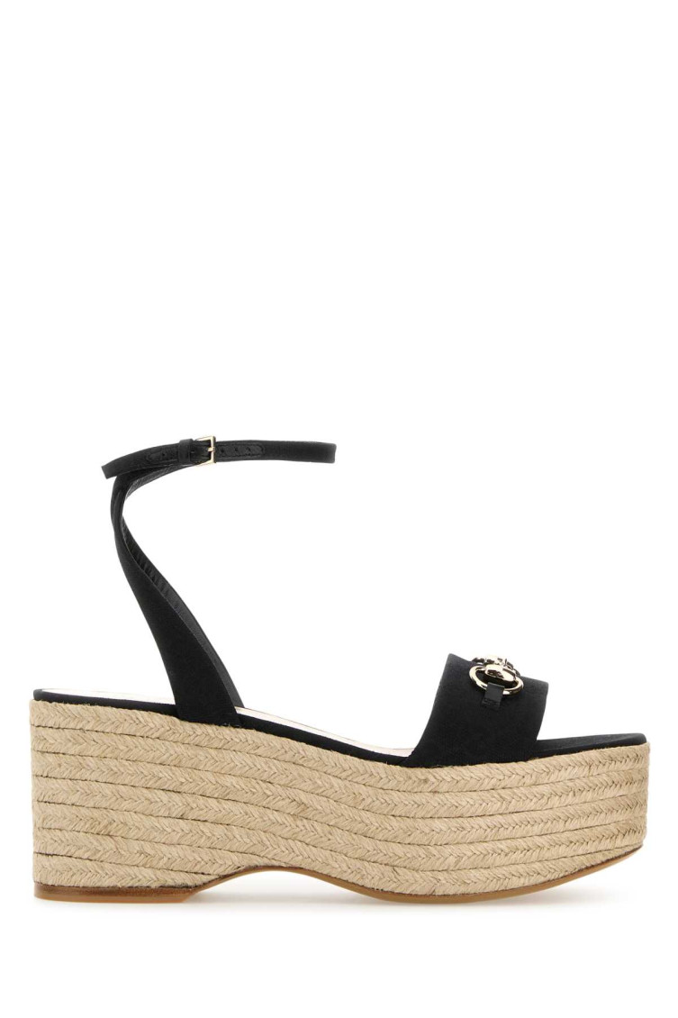 Gucci Black Open Toe Wedges