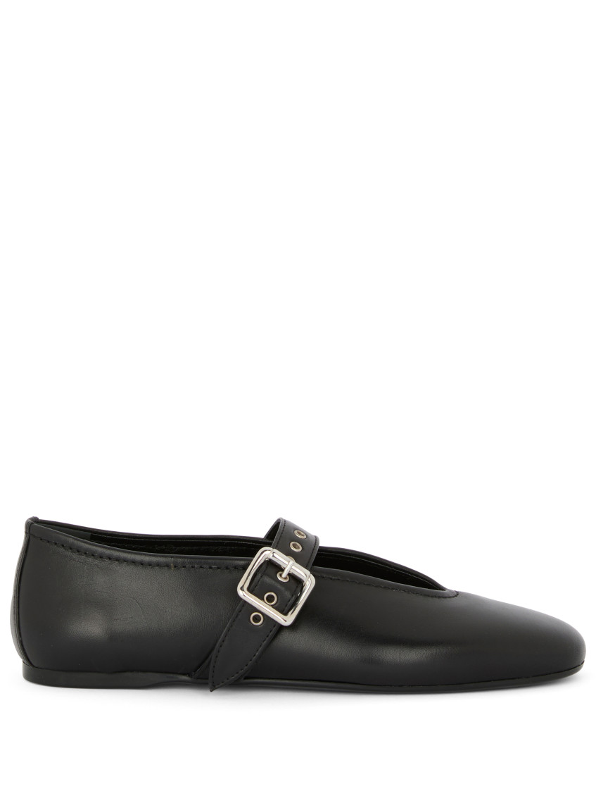 Guglielmo Rotta Black Leather Ballet Flats
