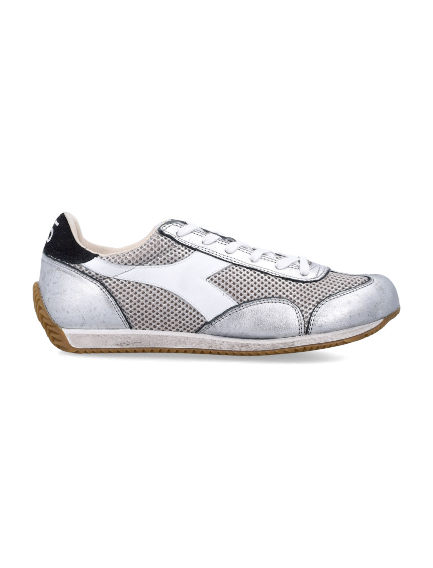 Diadora Silver Lace Up Sneakers In Metallic