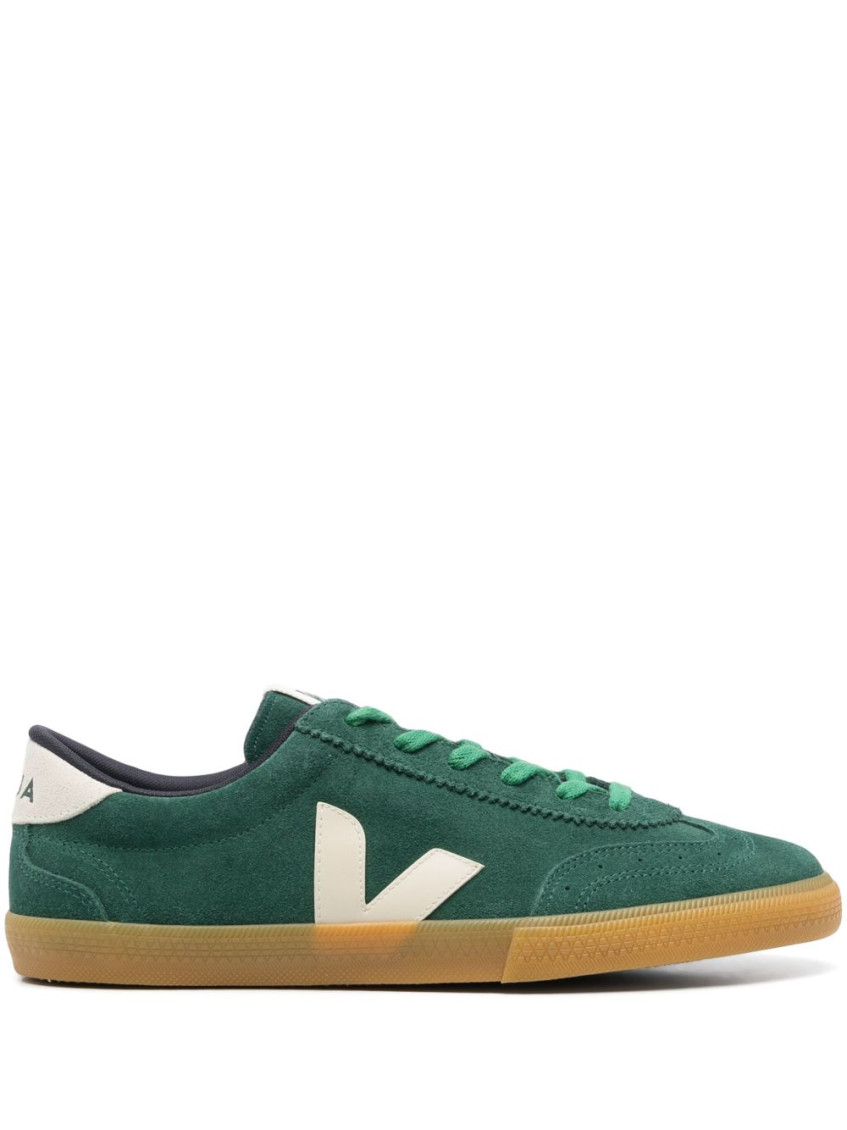 Shop Veja Green Logo Sneakers