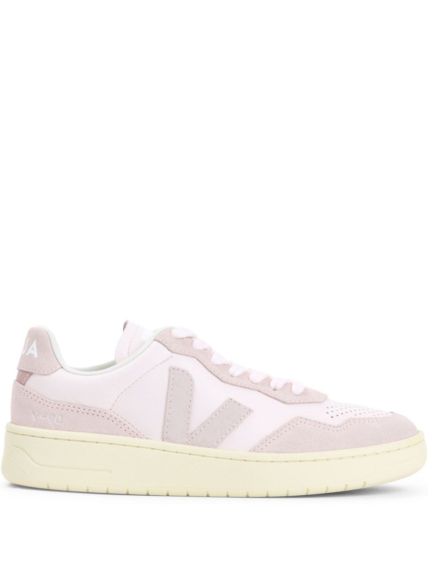 Veja White And Pink Elevated Sneakers With Textured Detailing