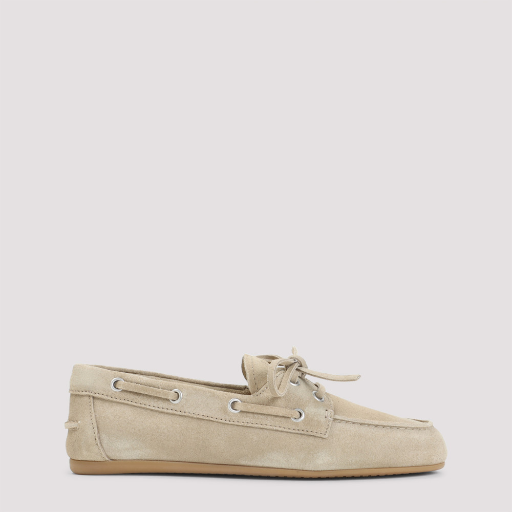 Miu Miu Suede Calf Leather Loafers Women In Neutral