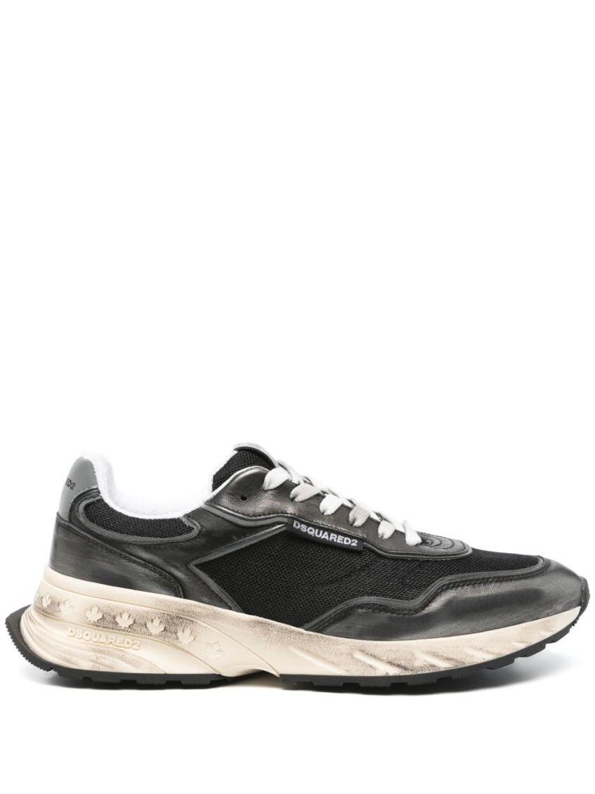 Dsquared2 Black Lace Up Sneakers In Black