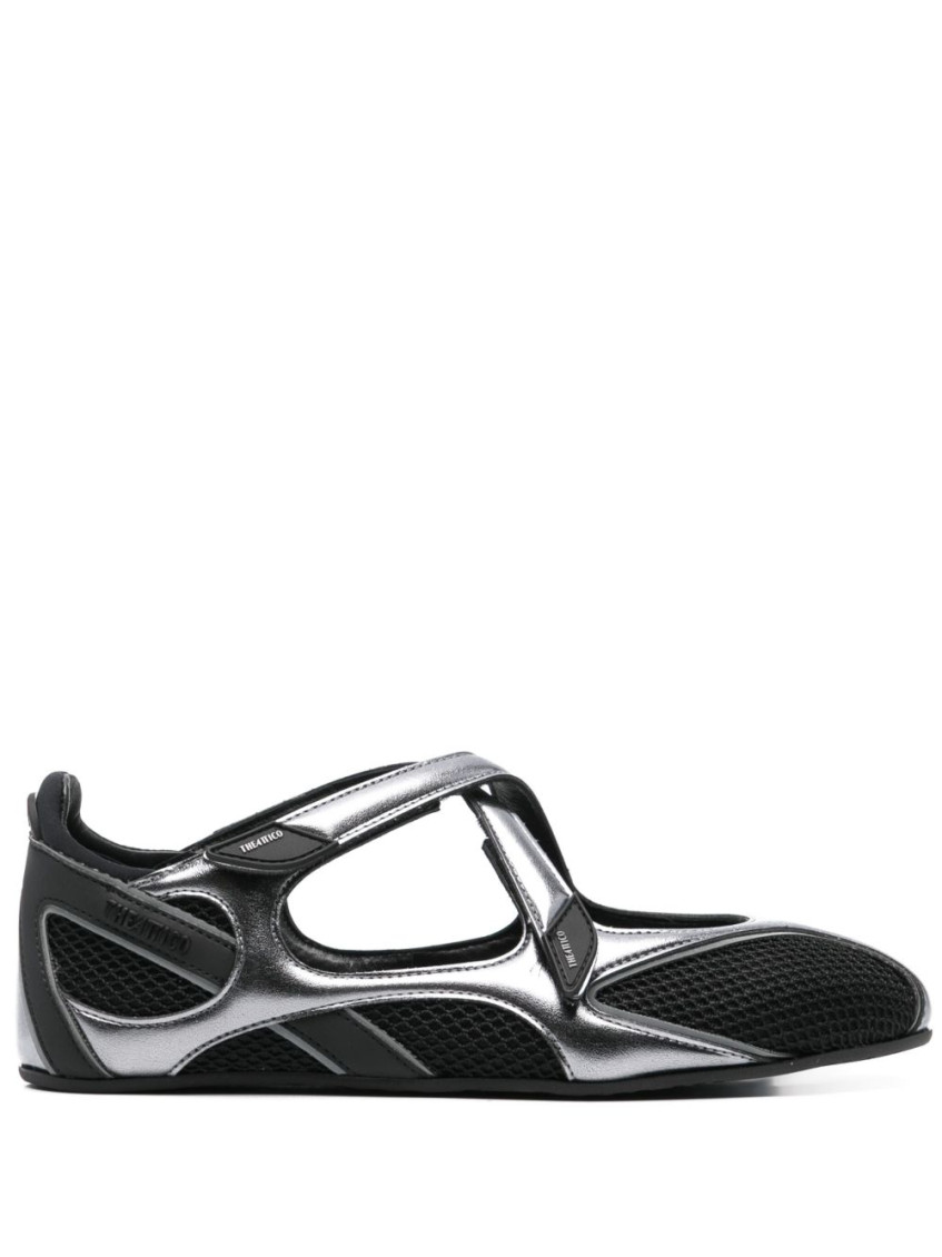 Attico Floor 01 Mesh And Leather Ballerinas Flat