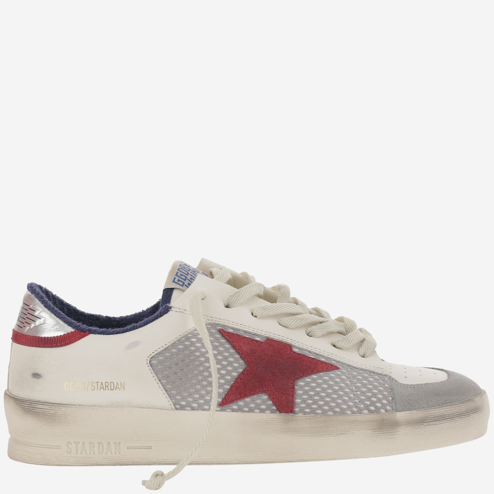 Golden Goose Stardan Leather And Net Upper Suede Toe And Star Laminated Heel Sneakers White